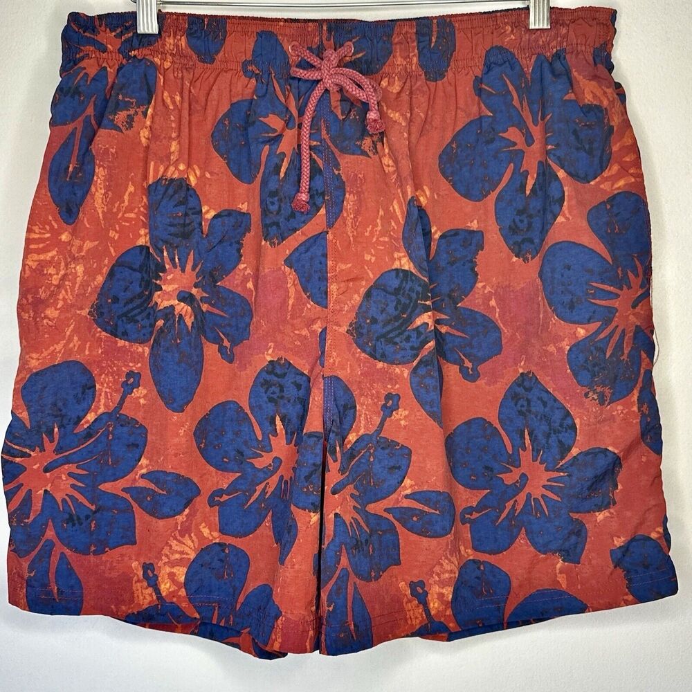 Cherokee Men’s‎ Tropical Flowers Swim Shorts Trunks XL Red Blue Orange Floral